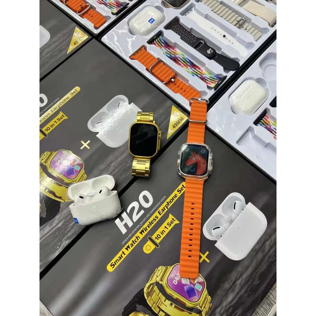 H20 Smart Watch Wireless Earphone Set 10 in 1 Strap